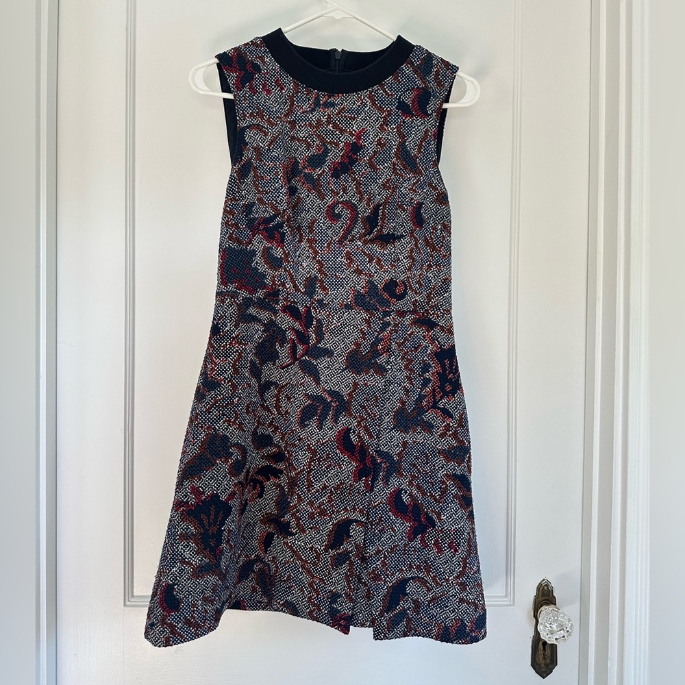 Tory Burch Navy, Burgundy and White Sleeveless Mini Dress